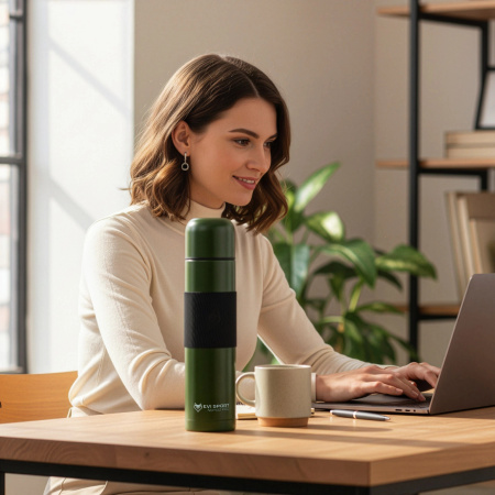 TERMOS TURYSTYCZNY NA HERBATĘ KAWĘ SZCZELNY PRÓŻNIOWY STAL NIERDZEWNA 1L ZIELONY