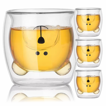 Thermal glasses with double wall for coffee and tea BEAR 4 x 250ml SET