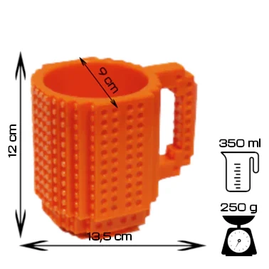 Kreativní hrnek s LEGO cihlami a startovacím sady - Oranžová