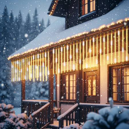 OUTDOOR LED ICICLE LIGHTS 480 50CM FALLING SNOW METEOR GARLAND 10 PCS - WARM