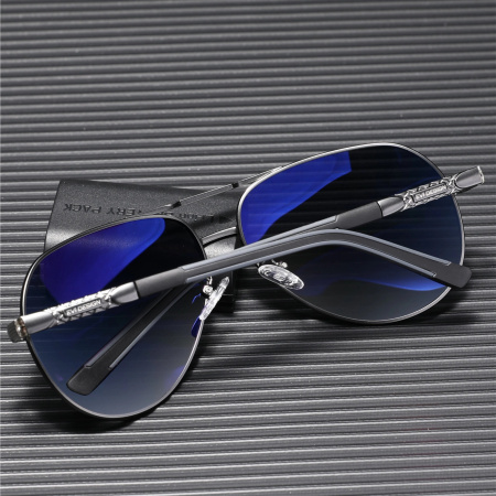 Polarised sunglasses AVIATOR Pilots UV400 set XXL with case - silver mirrors