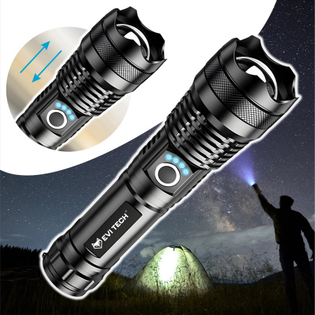 MOCNA LATARKA taktyczna WOJSKOWA LED Zoom USB-C wodoodporna XHP90 DO 1500m