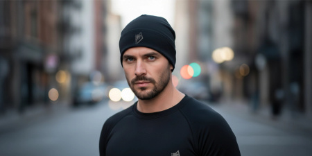 THERMOACTIVE WINTER HAT REFLECTIVE FOR RUNNING MENS WOMENS BLACK S/M