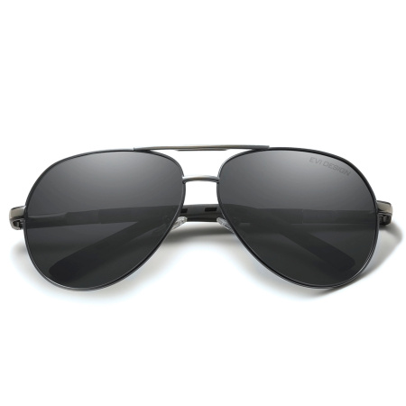 Polarised sunglasses AVIATOR Pilots UV400 set XXL with case - black lenses