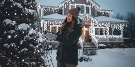 OUTDOOR LIGHTS 500 LED ICICLES 24m CHRISTMAS GARLAND Fairy Curtain Lights IP 44