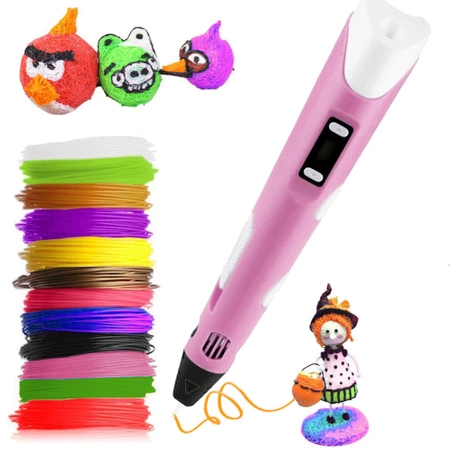 Długopis 3D PEN magiczna drukarka dla dzieci + WKŁADY 100m + TABLET GRATIS - różowy
