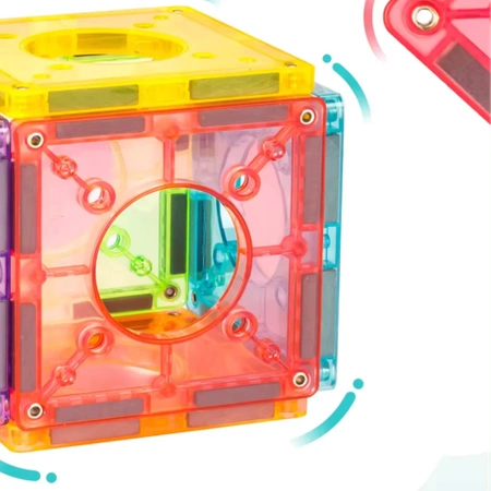 Magnetické stavební kostky KONSTRUKČNÍ PANELY Barevná SVÍTÍCÍ DRÁHA 3D set x96