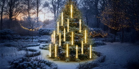 OUTDOOR LED ICICLE LIGHTS 480 50CM FALLING SNOW METEOR GARLAND 10 PCS - WARM