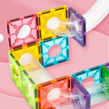 Klocki magnetyczne PANELE KONSTRUKCYJNE kolorowe ŚWIECĄCY TOR 3D zestaw x96