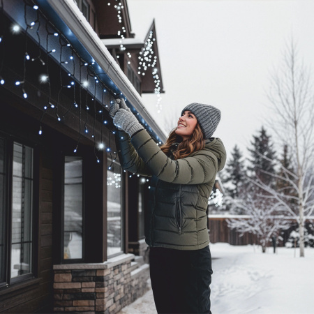 OUTDOOR LIGHTS 500 LED ICICLES 24m CHRISTMAS GARLAND Fairy Curtain Lights IP 44