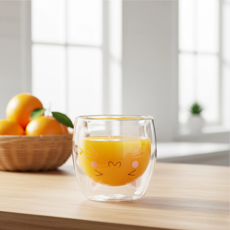 Cat thermal glass with double wall COFFEE TEA LATTE MUG 250ML