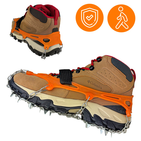 RACZKI NA BUTY Turystyczne ANTYPOŚLIZGOWE Łańcuchy KOLCE Trekkingowe ETUI - 37-40 Crampons Premium+