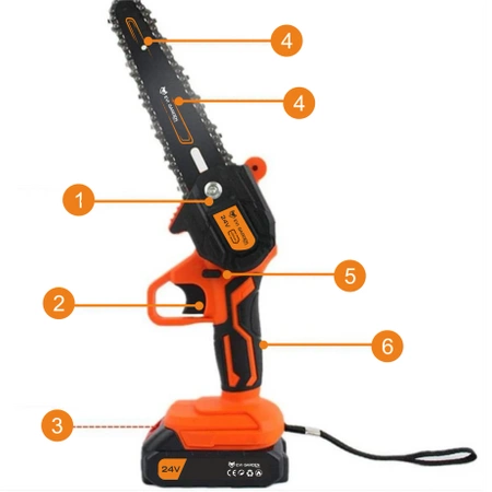 Cordless Chainsaw Saw 6" 2x Battery 24V 2x Chain 6"