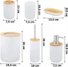 Accessory set of 6 pieces for bathroom WC set with bamboo - white
