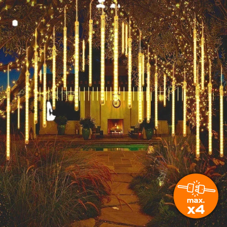 OUTDOOR LED ICICLE LIGHTS 480 50CM FALLING SNOW METEOR GARLAND 10 PCS - WARM