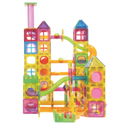 Magnetické stavební kostky KONSTRUKČNÍ PANELY Barevná SVÍTÍCÍ DRÁHA 3D set x96