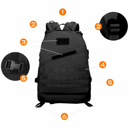 MILITARY TACTICAL BACKPACK TOURIST SPORT TREKKING FOR MOUNTAINS - BLACK