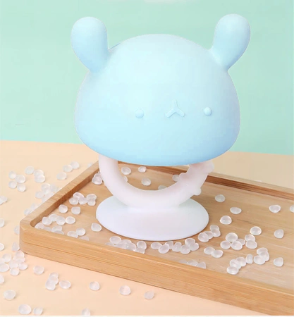 Speech therapy teether mushroom sensory toy blue