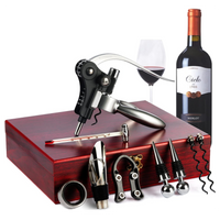 Premium Wine Set: Corkscrew, Bottle Opener, Pourer, Thermometer, Box