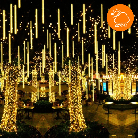 OUTDOOR LED ICICLE LIGHTS 480 50CM FALLING SNOW METEOR GARLAND 10 PCS - WARM