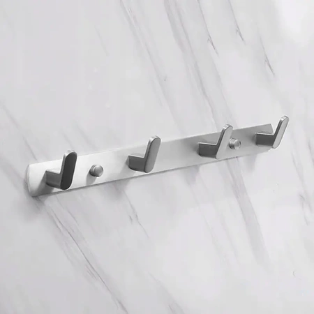 EVI HOME bathroom hanger with 4 handles, towel hooks - silver