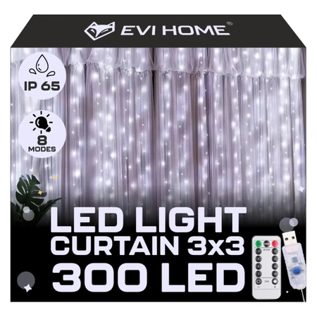 LED SVĚTELNÁ ZÁVĚS 3x3 LAMPY 300 Vánoční stromek GIRLAND COLD XXL