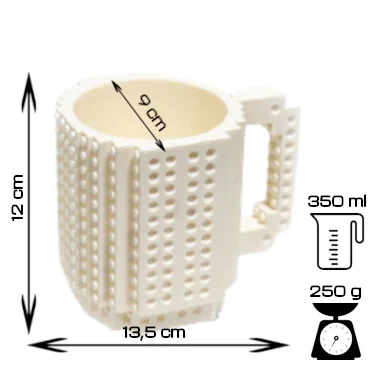Creative LEGO Brick Mug with Starter Kit - White
