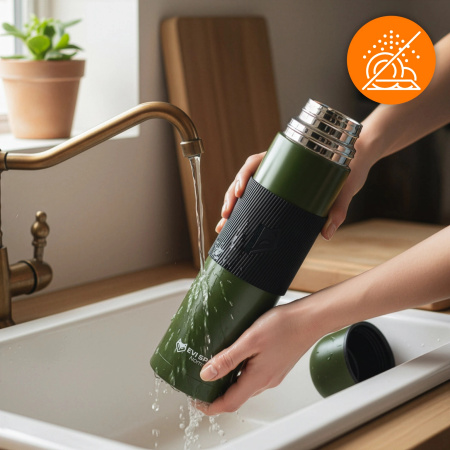 TRAVEL THERMOS FOR TEA COFFEE LEAKPROOF VACUUM STAINLESS STEEL 1L GREEN