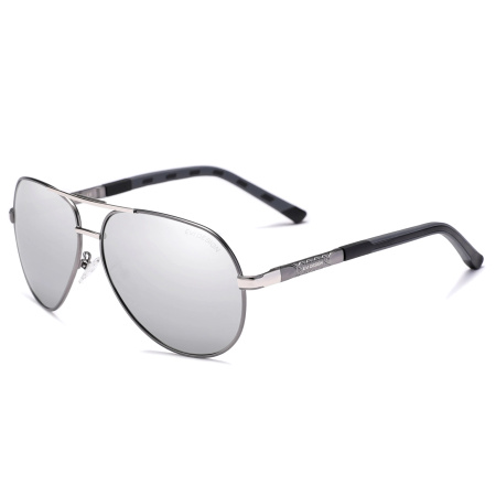 Polarised sunglasses AVIATOR Pilots UV400 set XXL with case - silver mirrors