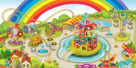 Magnetic blocks CONSTRUCTION PANELS educational colorful 3D set 128pcs