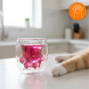 THERMAL GLASS CAT PAW double wall COFFEE TEA MUG 250ML