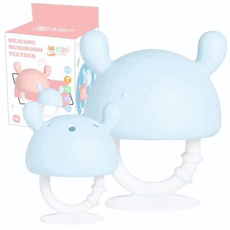 Speech therapy teether mushroom sensory toy blue