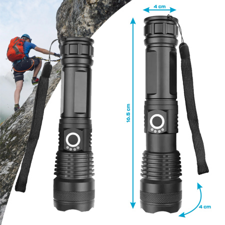 MOCNA LATARKA taktyczna WOJSKOWA LED Zoom USB-C wodoodporna XHP90 DO 1500m