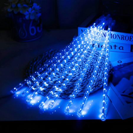 OUTDOOR LED ICICLE LIGHTS 480 50CM FALLING SNOW METEOR GARLAND 10 PCS - BLUE