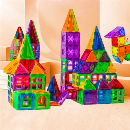 Magnetické stavební kostky KONSTRUKČNÍ PANELY Vzdělávací barevný 3D set 45 ks