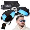 Polarised sunglasses AVIATOR Pilots UV400 set XXL with case - mirror blue