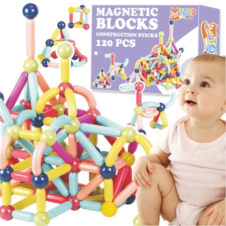 Magnetic Building Blocks STICKS 3D Educational Sticks Set 120 pieces