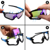 Polarised UV400 cycling sunglasses set XXL 5 lenses + case - blue frame