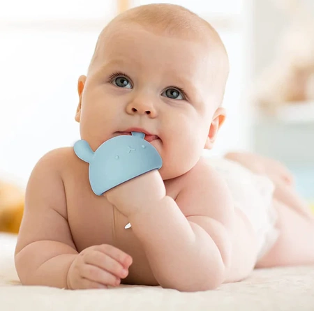 Speech therapy teether mushroom sensory toy blue