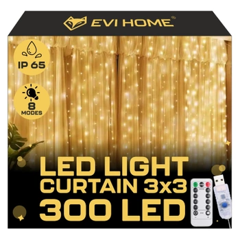 LED LIGHT CURTAIN 3x3 300 CHRISTMAS TREE LIGHTS WARM GARLAND XXL