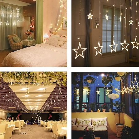 Star light curtain 138 LED 2.5 m garland decoration Christmas lights