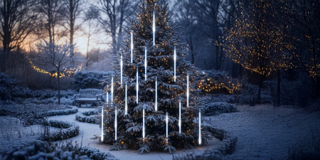 OUTDOOR LED ICICLE LIGHTS 480 50CM FALLING SNOW METEOR GARLAND 10 PCS - COLD LIGHT