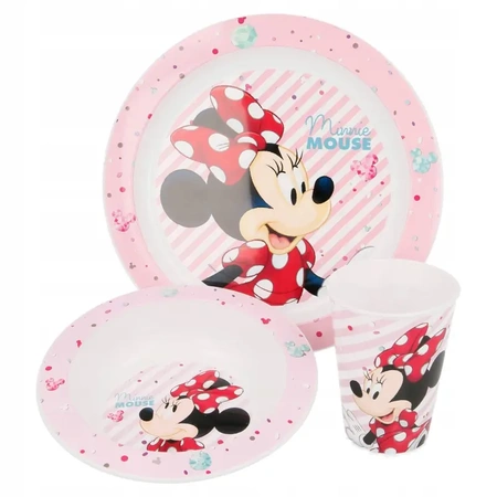 Minnie Mouse Breakfast/Lunch Dish Set for Microwave - 3 in 1: plate, bowl, cup