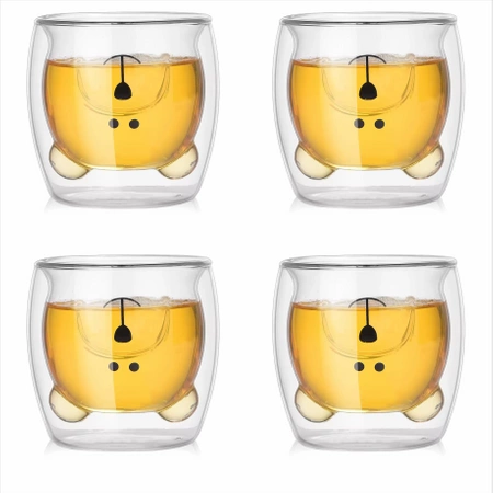 Thermal glasses with double wall for coffee and tea BEAR 4 x 250ml SET