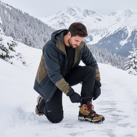 RACZKI NA BUTY Turystyczne ANTYPOŚLIZGOWE Łańcuchy KOLCE Trekkingowe ETUI - 41-43 Crampons Pro+