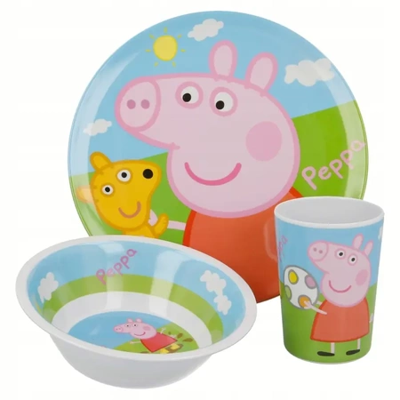 PEPPA PIG microwave-safe breakfast/lunch set - plate, bowl, mug