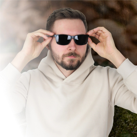 Polarised sunglasses NERDY wood UV400 set XXL with case - black lenses