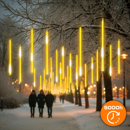 OUTDOOR LED ICICLE LIGHTS 480 50CM FALLING SNOW METEOR GARLAND 10 PCS - WARM