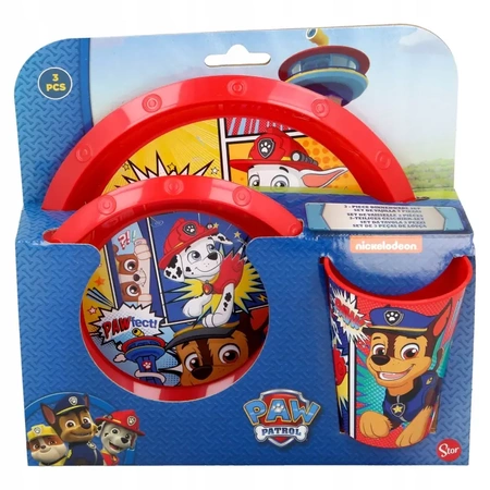 Sada snídaňkových talířů PAW PATROL do mikrovlnky - talíř, miska, hrníček