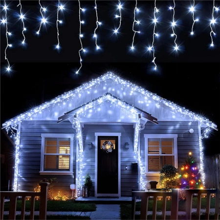 OUTDOOR LIGHTS 500 LED ICICLES 23m CHRISTMAS GARLAND Fairy Curtain Lights IP 44